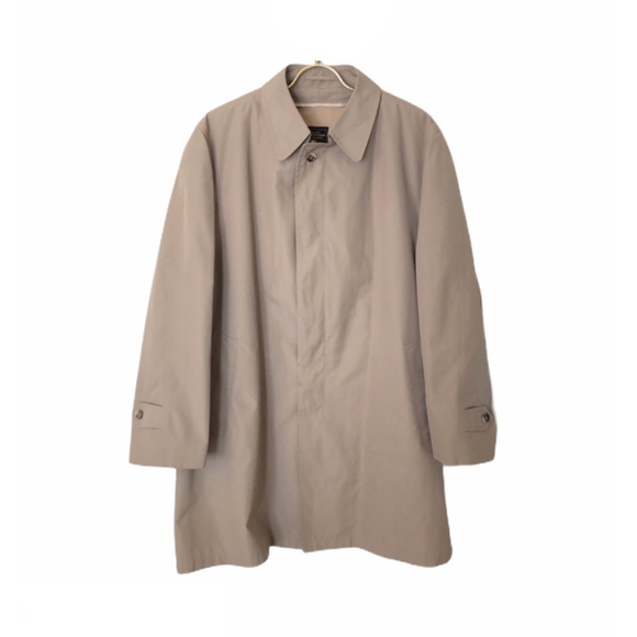 Hart Schaffner Marx Solid All Weather Trench Coat Mens 44R Tan Cotton Wool